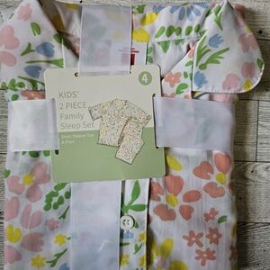 Target Toddler Girls Pink and Yellow Pajama Set with Floral Design Size 4T